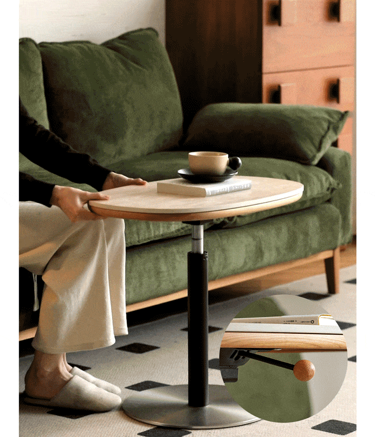 Scandinavian Sintered Stone Cherry Wood Height Adjustable Side Table ROMAN