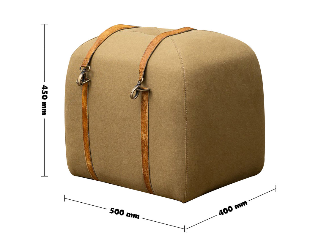 Industrial Canvas Ottoman Stool TRAVEL Size Chart