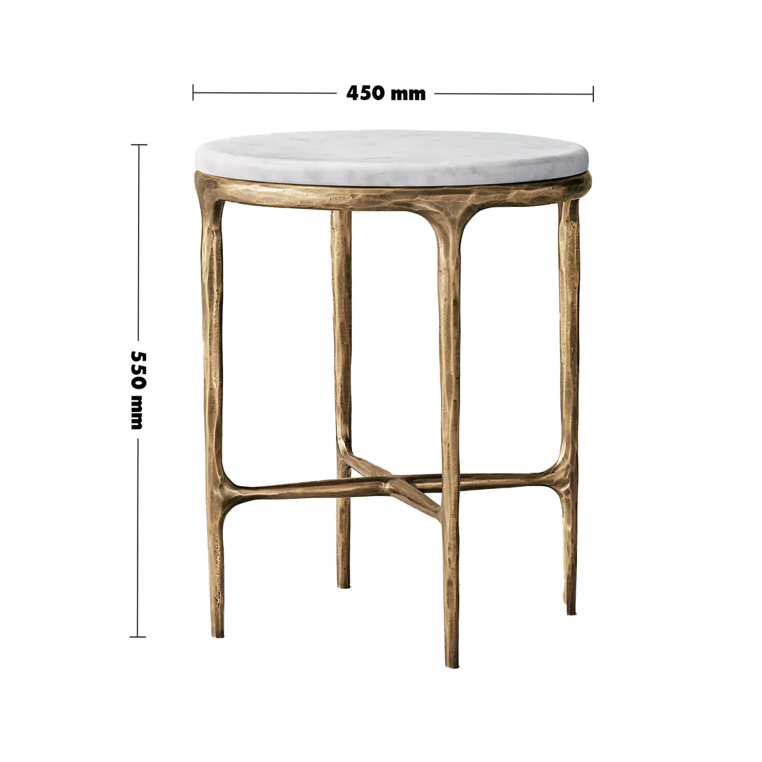 Modern Marble Side Table THADDEUS ROUND Size Chart