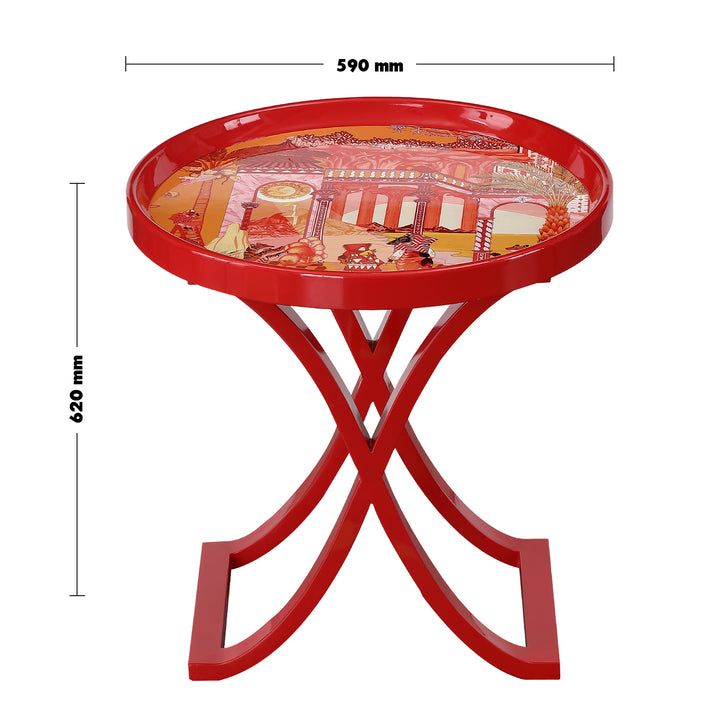 Eclectic Wood Side Table REDHOOD Size Chart