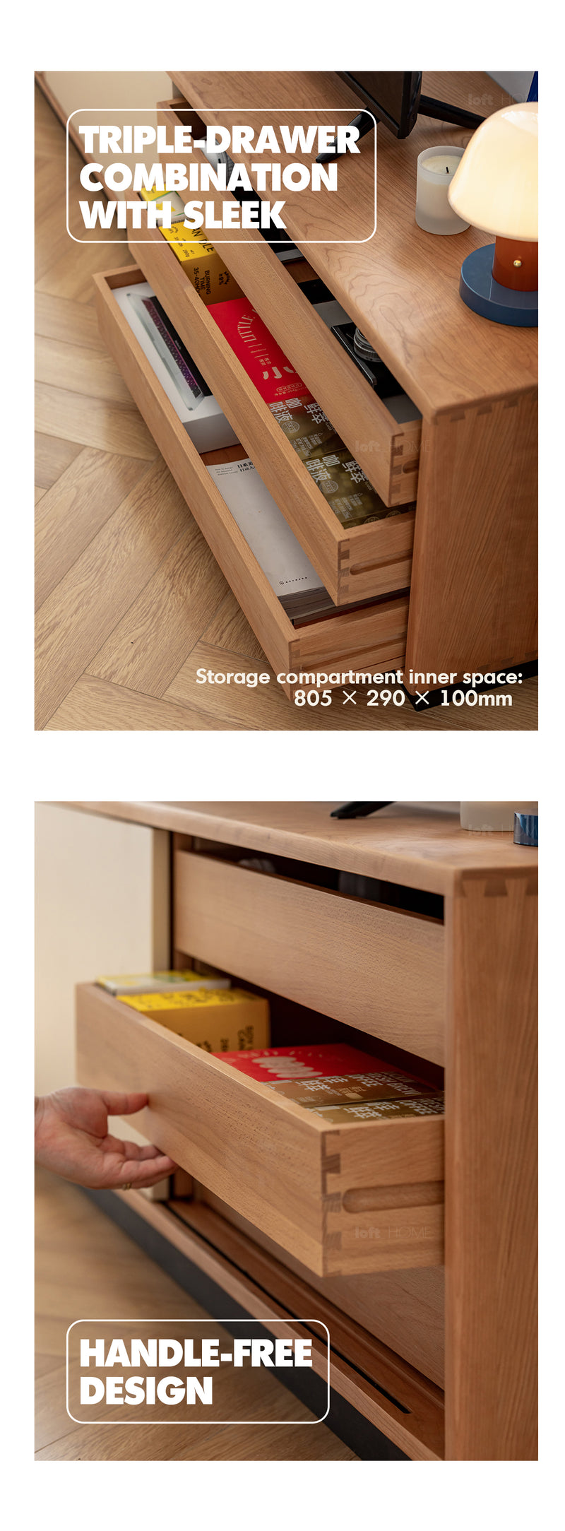 Scandinavian Cherry Wood Sliding Door TV Console TIMELESS Good to Know - 3