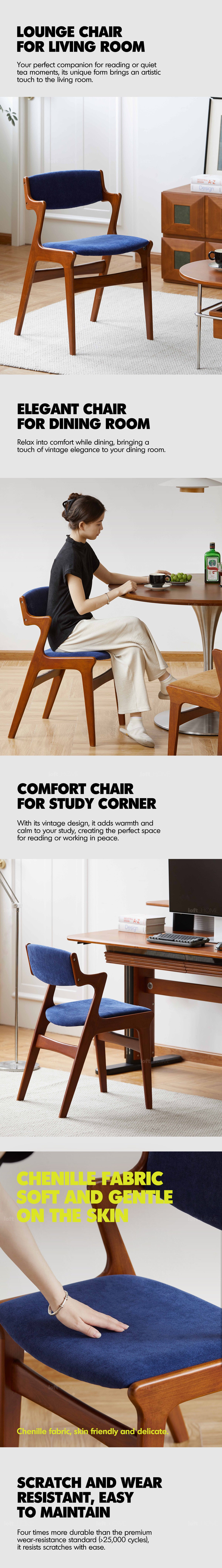 Bauhaus Beech Wood Chenille Velvet Fabric Dining Chair ZETA Good to Know - 3