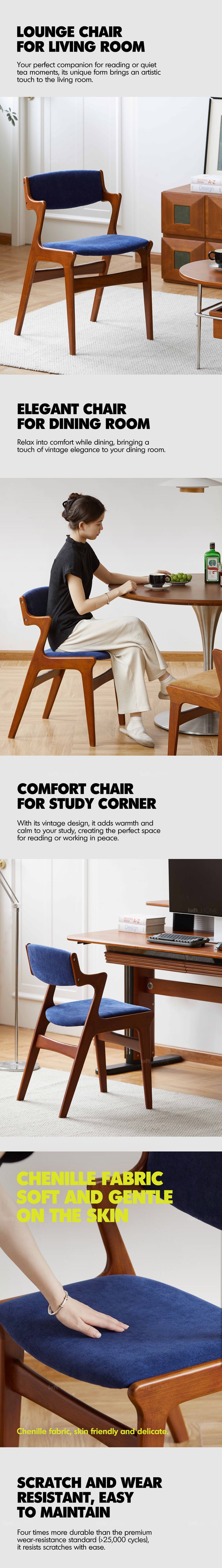 Bauhaus Beech Wood Chenille Velvet Fabric Dining Chair ZETA Good to Know - 3