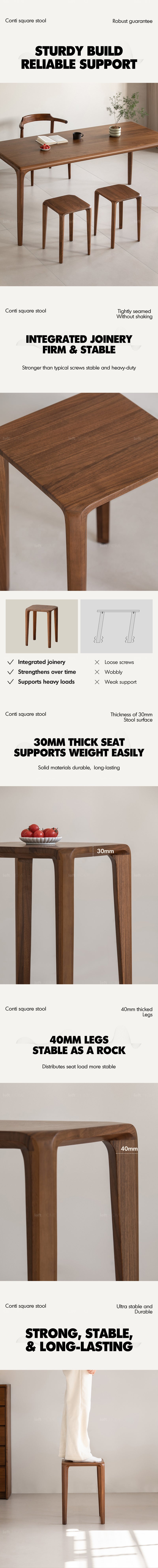 Japandi Walnut Wood Stool CONTI Good to Know - 3