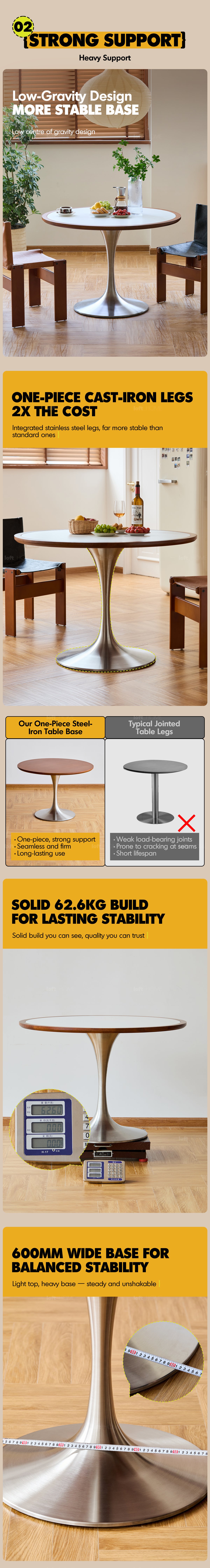 Bauhaus Sintered Stone Stainless Steel Round Dining Table TULIP Good to Know - 3