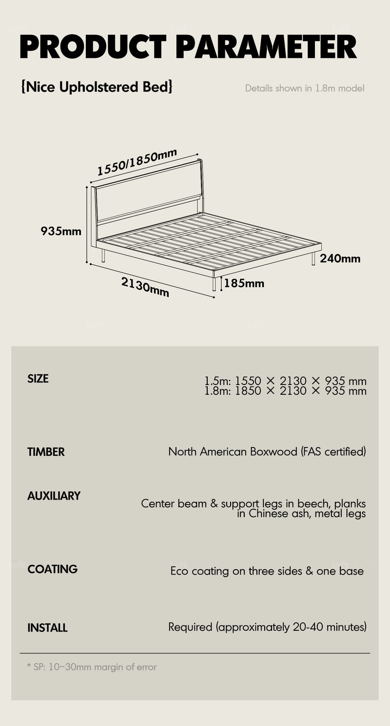 Bauhaus Mixed Weave Fabric Boxwood Bed Frame NICE Good to Know - 7