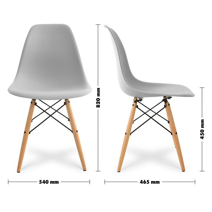 Modern Plastic Dining Chair EAMES GREY Size Chart