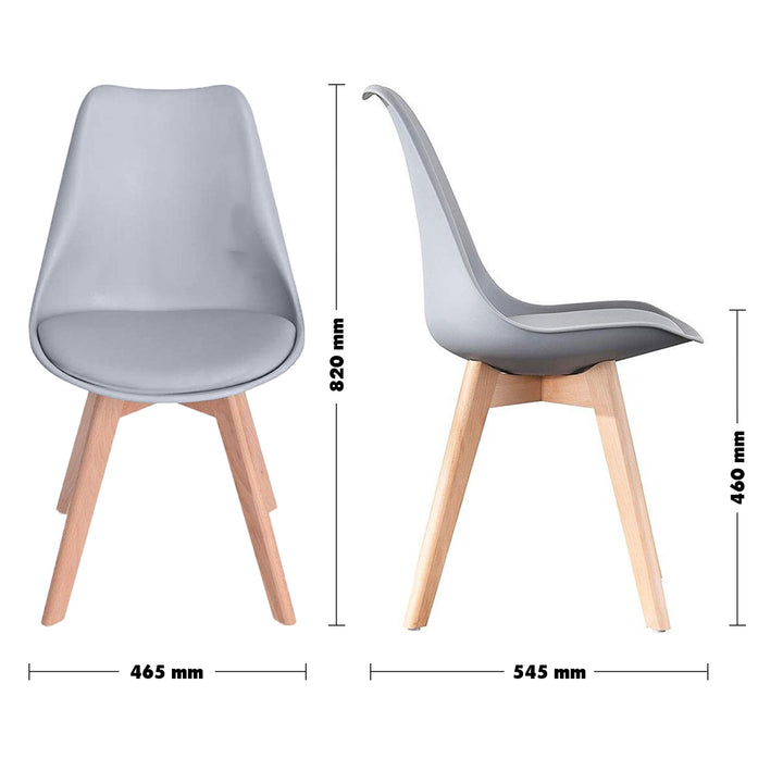 Modern Plastic Dining Chair LINNET GREY Size Chart