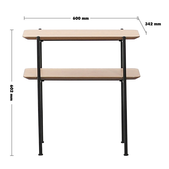 Scandinavian Wood Side Table CARLOS Size Chart