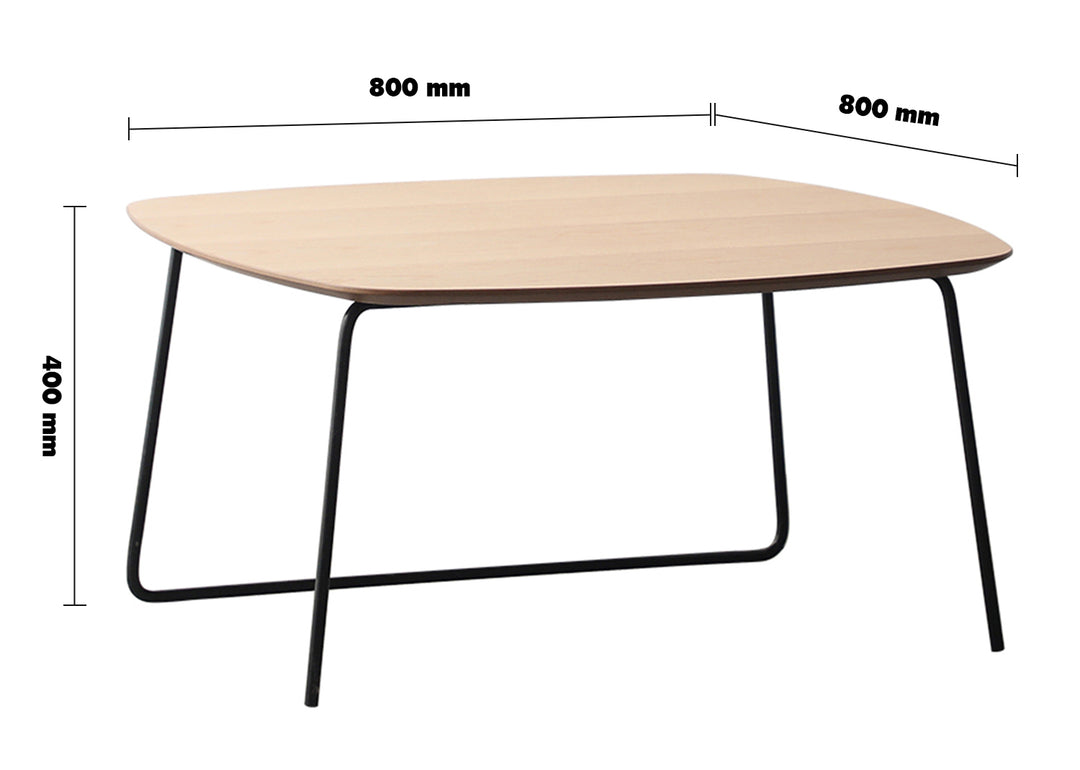 Scandinavian Wood Coffee Table CARLOS SQUARE Size Chart