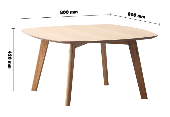 Scandinavian Wood Coffee Table DEAUVILLE Size Chart