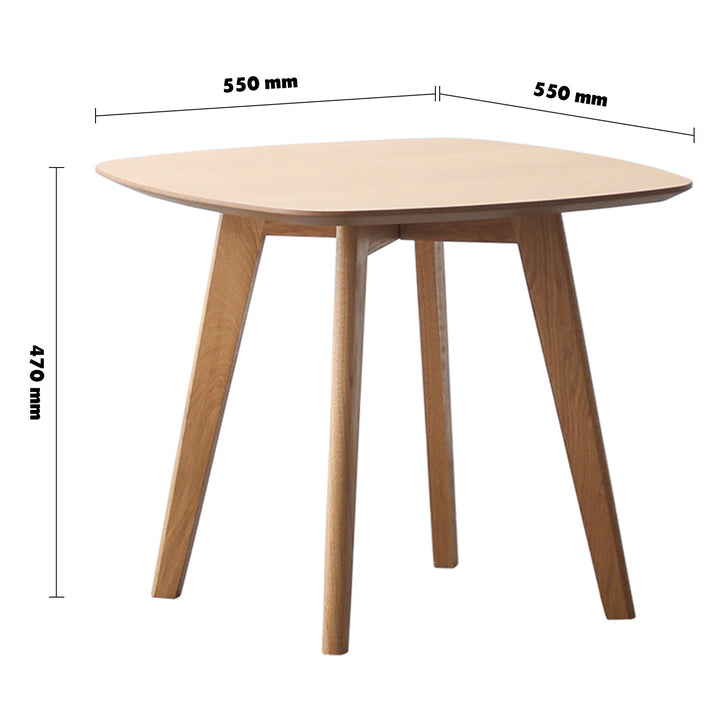 Scandinavian Wood Side Table DEAUVILLE Size Chart