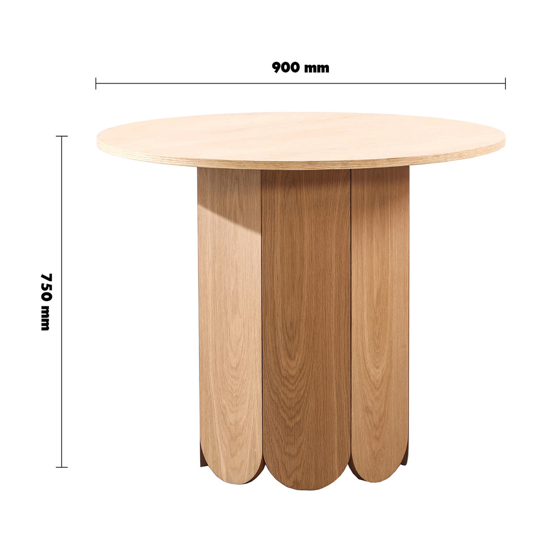 Scandinavian Wood Round Dining Table ELENOR Size Chart