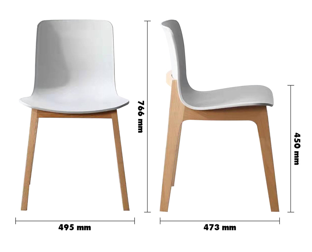 Scandinavian Plastic Dining Chair HARBOUR Size Chart