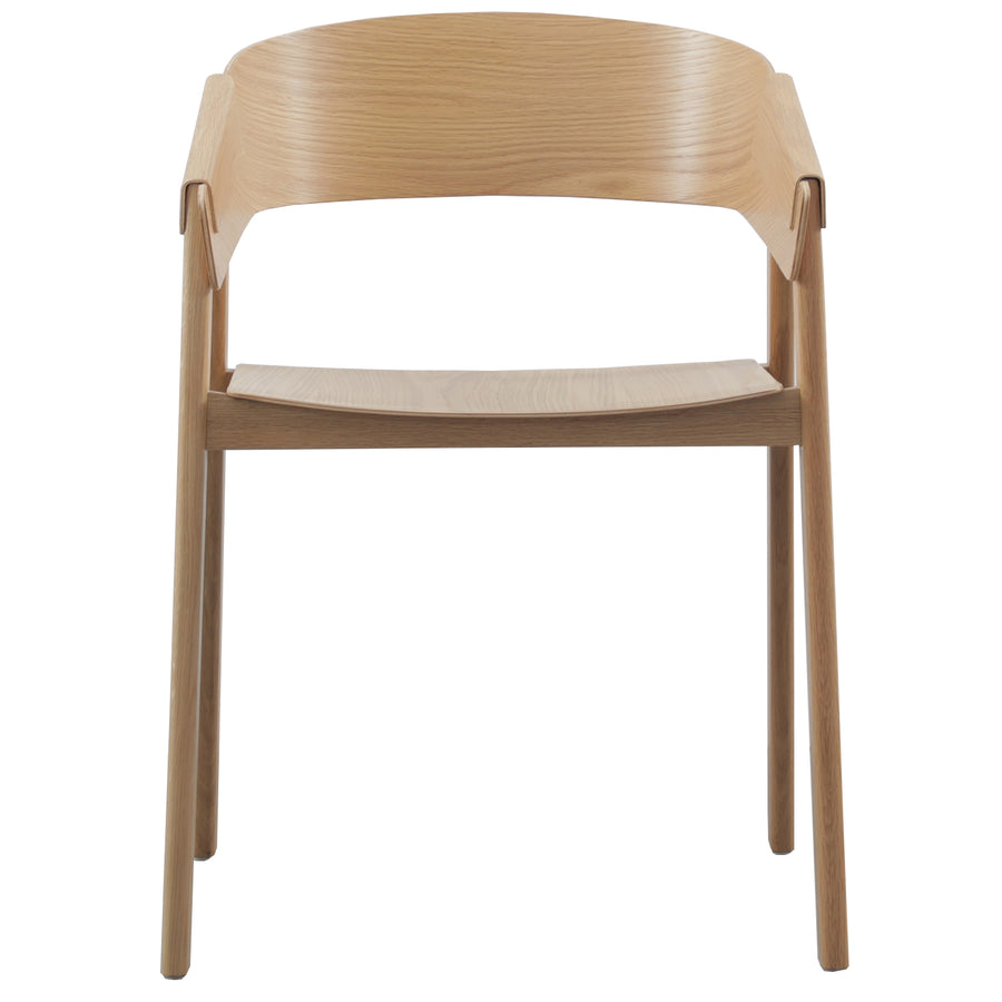 Scandinavian wood dining chair simone in white background.