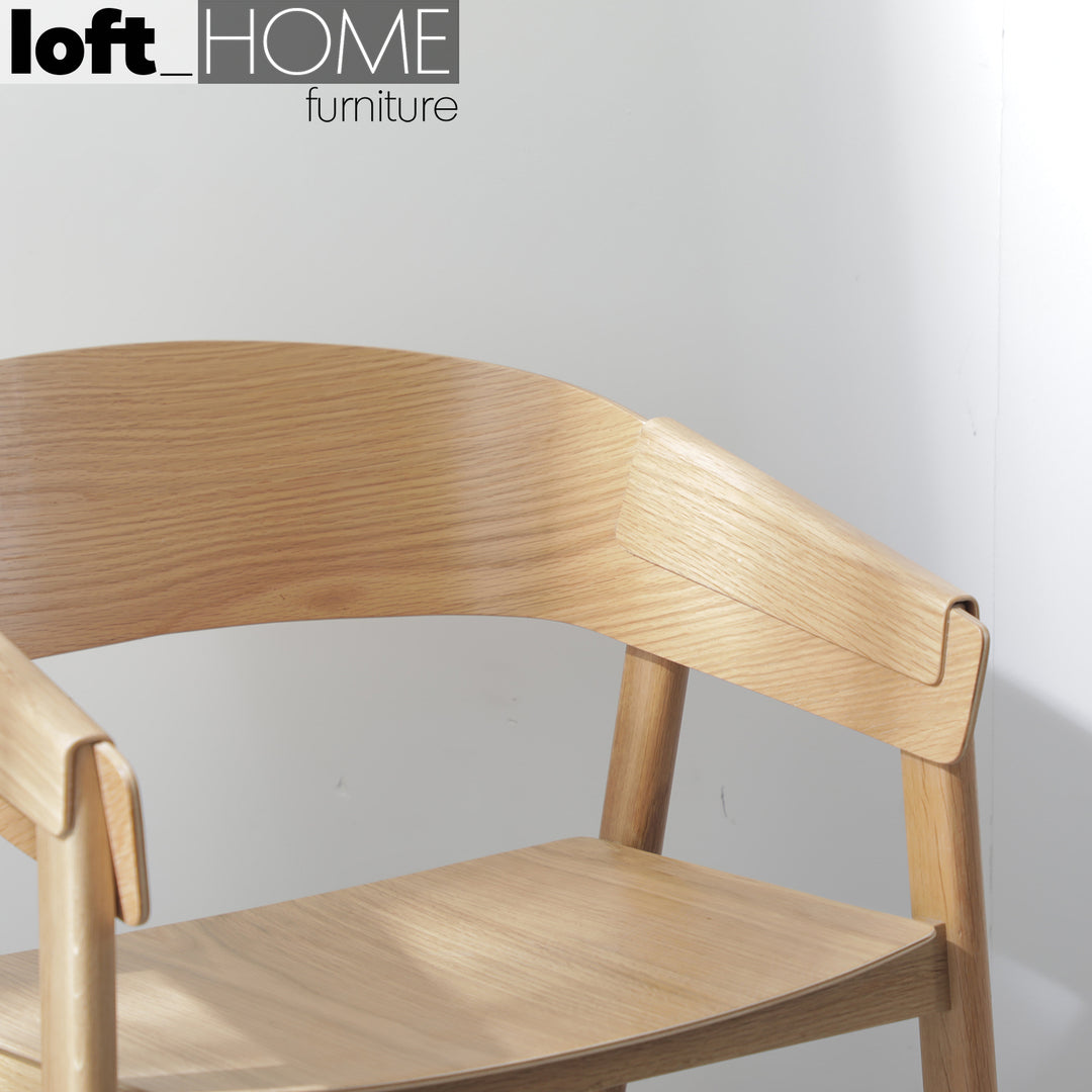 Scandinavian wood dining chair simone in still life.