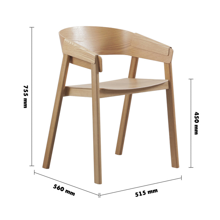 Scandinavian Wood Dining Chair SIMONE Size Chart