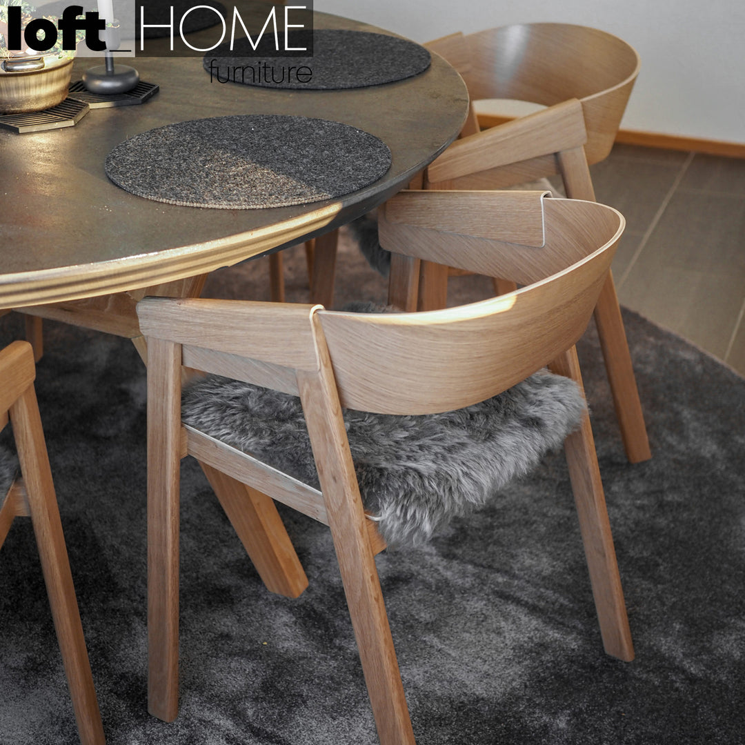 Scandinavian wood dining chair simone with context.
