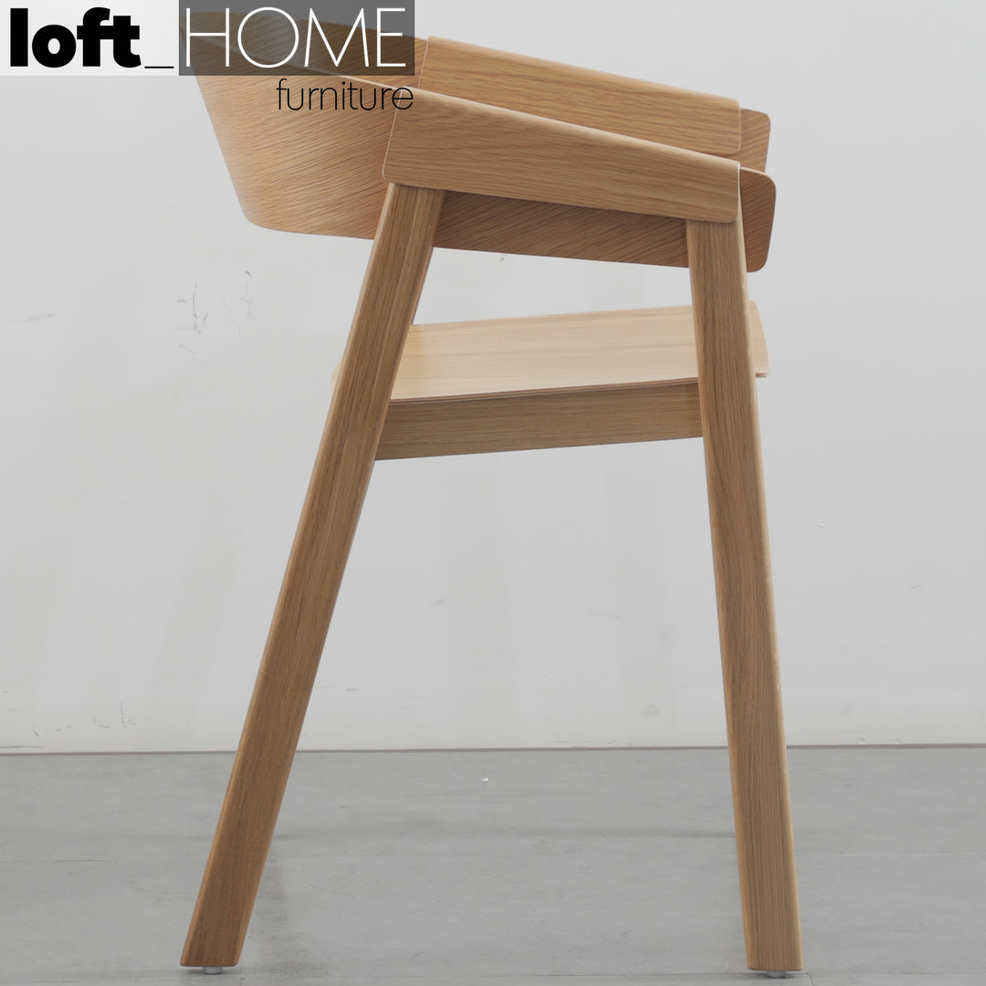 Scandinavian wood dining chair simone in details.