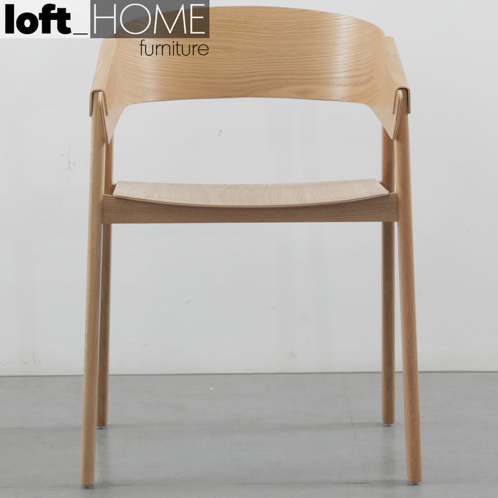 Scandinavian wood dining chair simone in close up details.