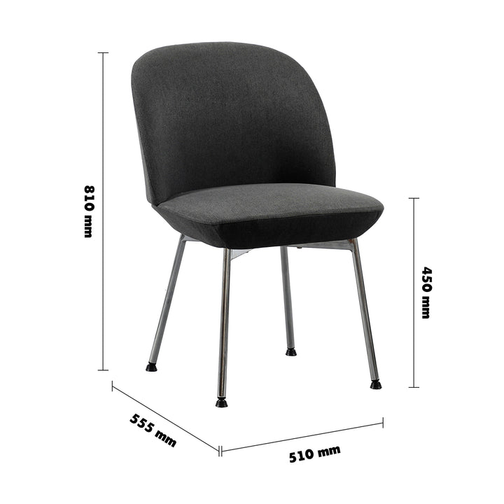 Scandinavian Fabric Dining Chair PRECIOUS Size Chart
