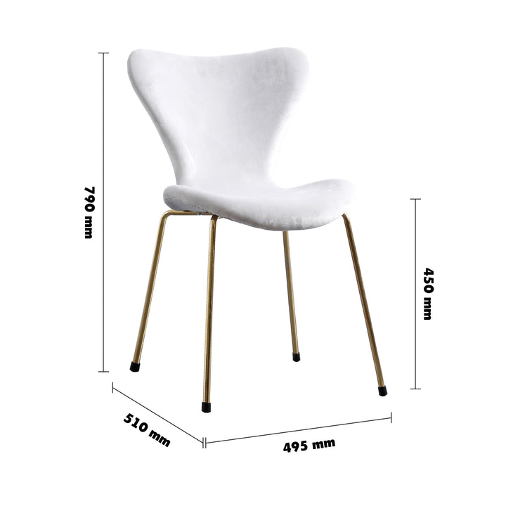 Scandinavian Velvet Dining Chair ANT Size Chart