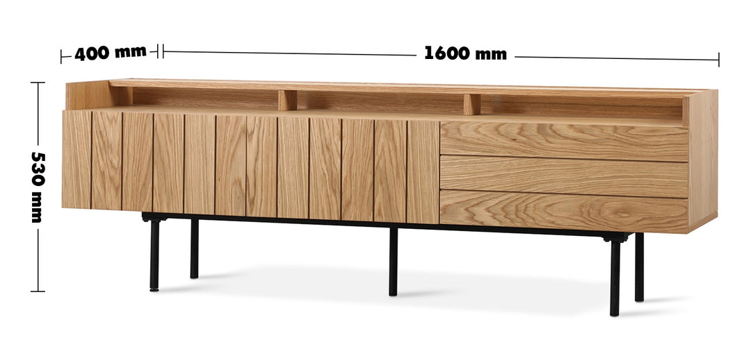 Scandinavian Wood TV Console LUMI Size Chart