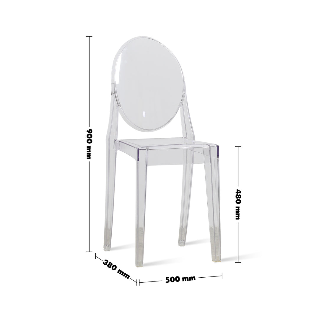 Scandinavian Plastic Dining Chair GHOST VEE Size Chart