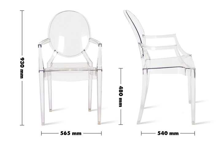 Scandinavian Plastic Dining Chair GHOST LOU Size Chart