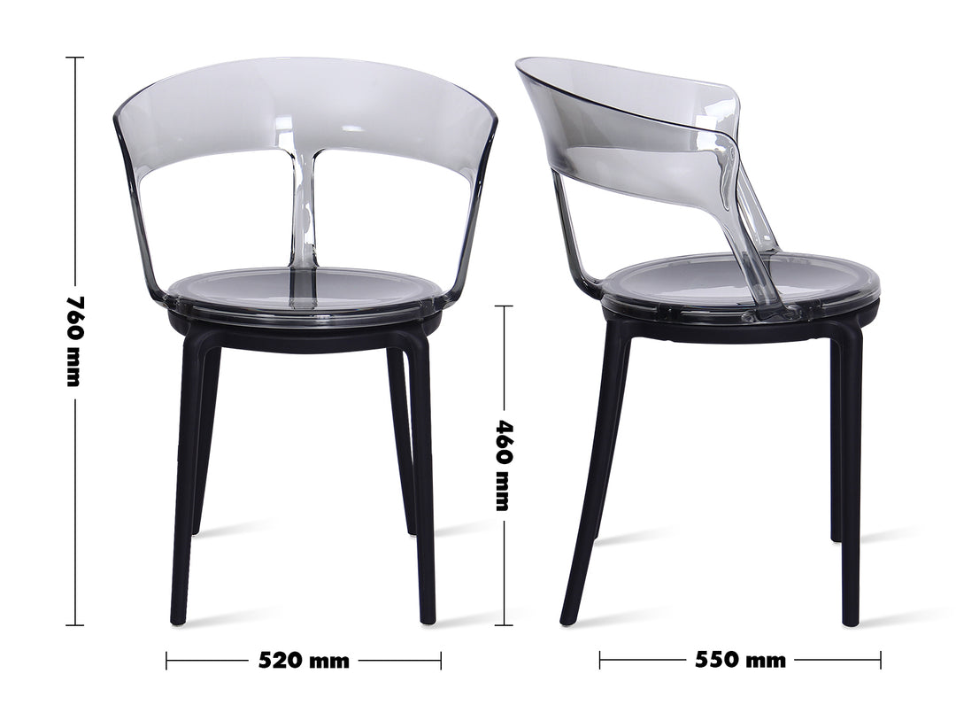 Scandinavian Plastic Dining Chair RENZO Size Chart