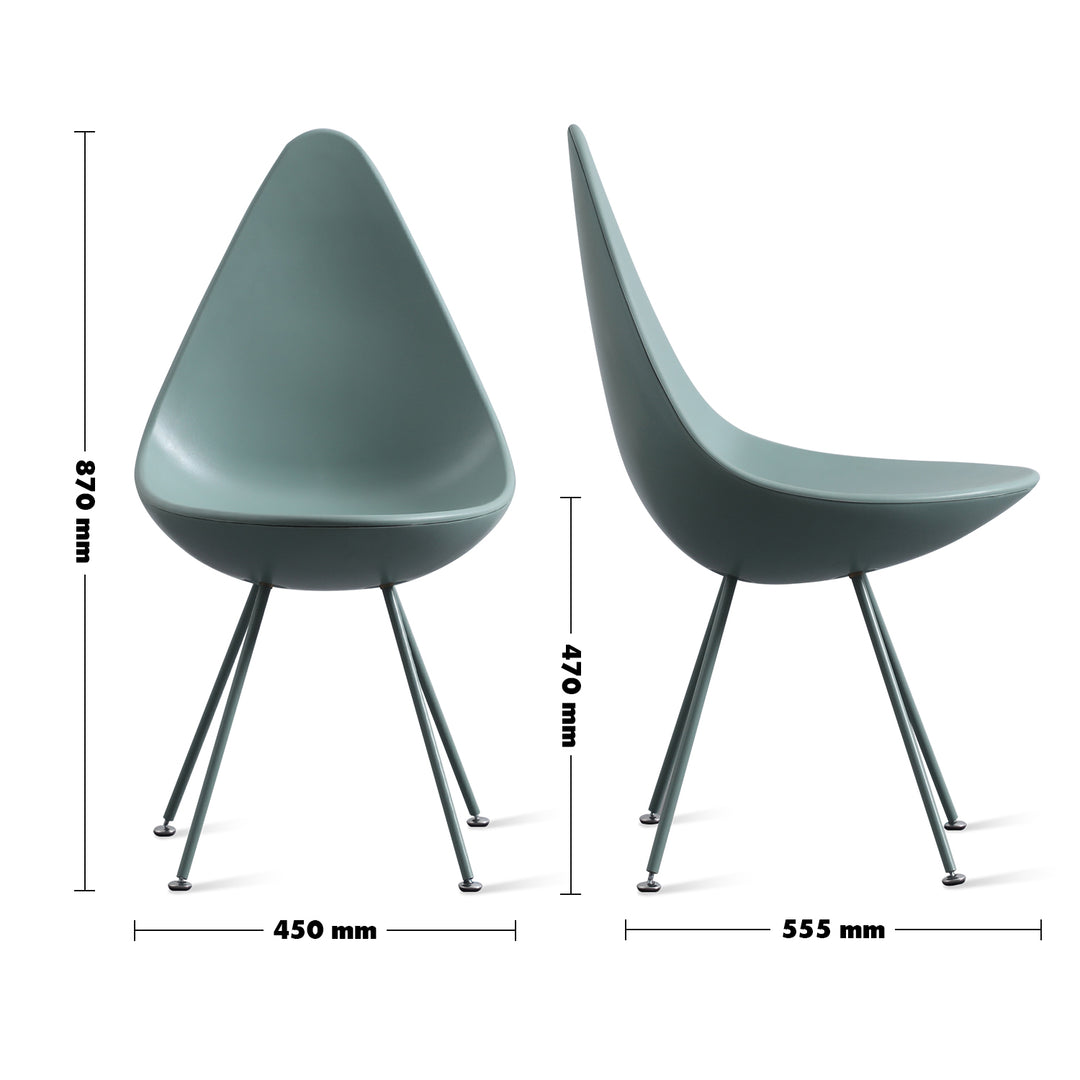 Scandinavian Plastic Dining Chair DEWY Size Chart