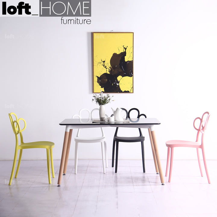 Scandinavian plastic dining chair mila color swatches.