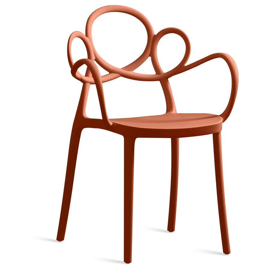 Scandinavian Plastic Armrest Dining Chair MINA White Background