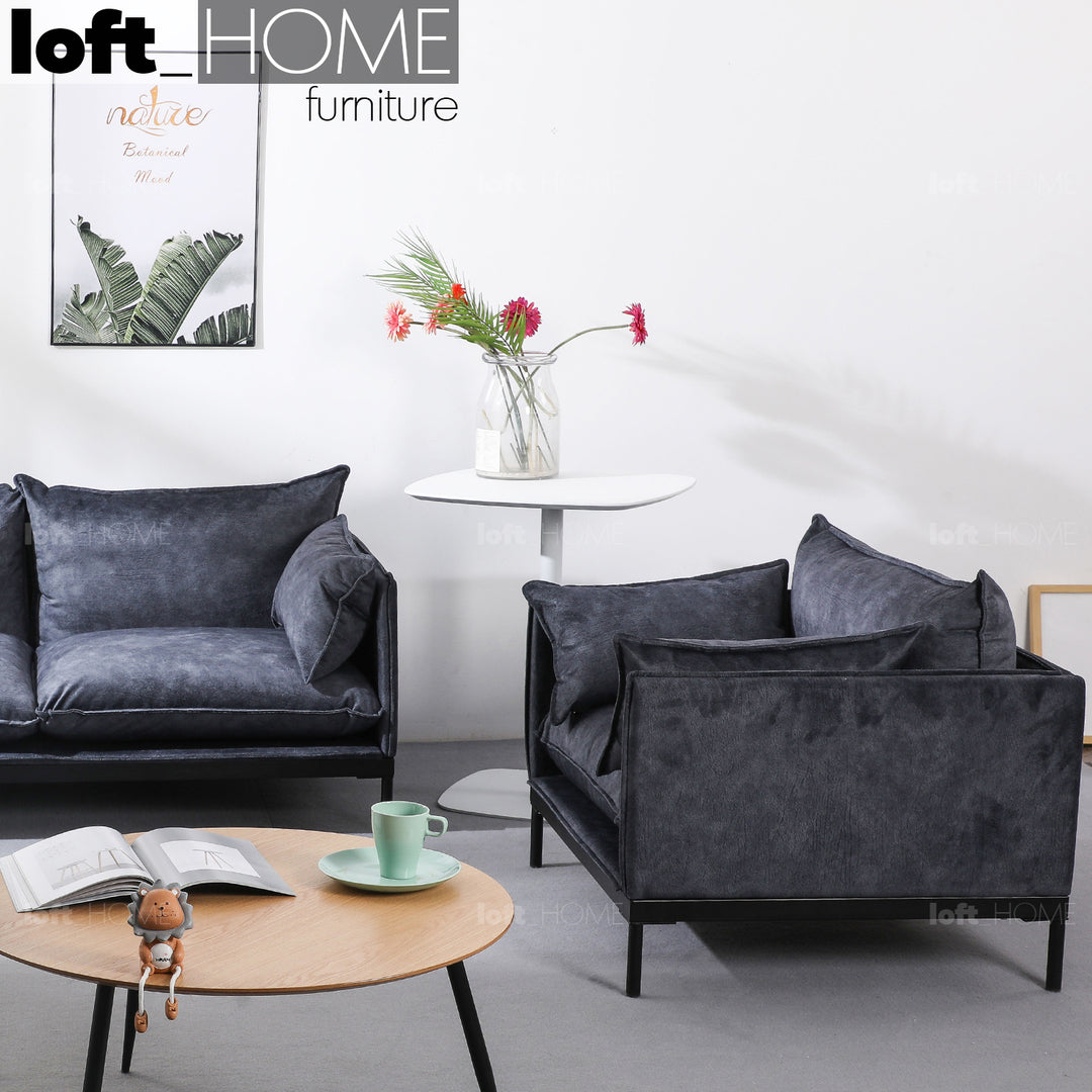 Scandinavian Fabric 1 Seater Sofa LIAM In-context