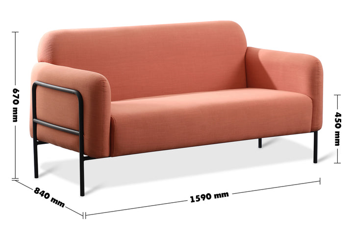 Scandinavian Fabric 2 Seater Sofa HELGA Size Chart