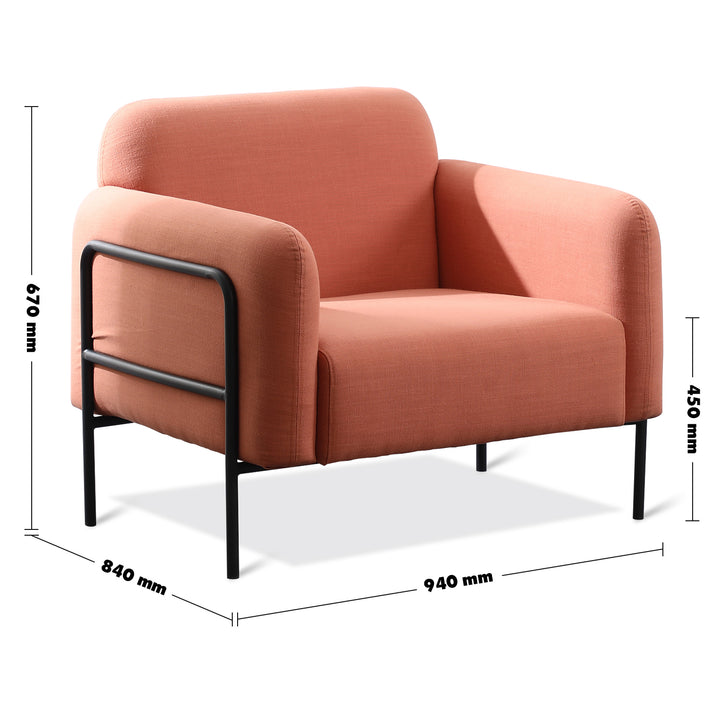 Scandinavian Fabric 1 Seater Sofa HELGA Size Chart
