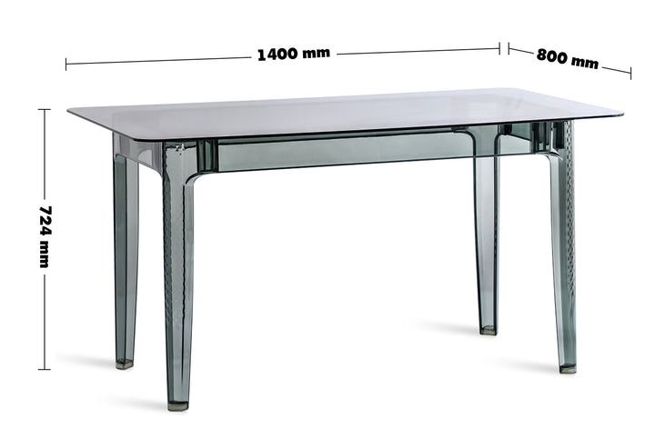 Modern Tempered Glass Dining Table CIELO Size Chart