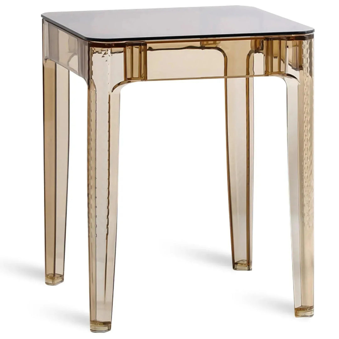 Modern tempered glass side table cielo in still life.