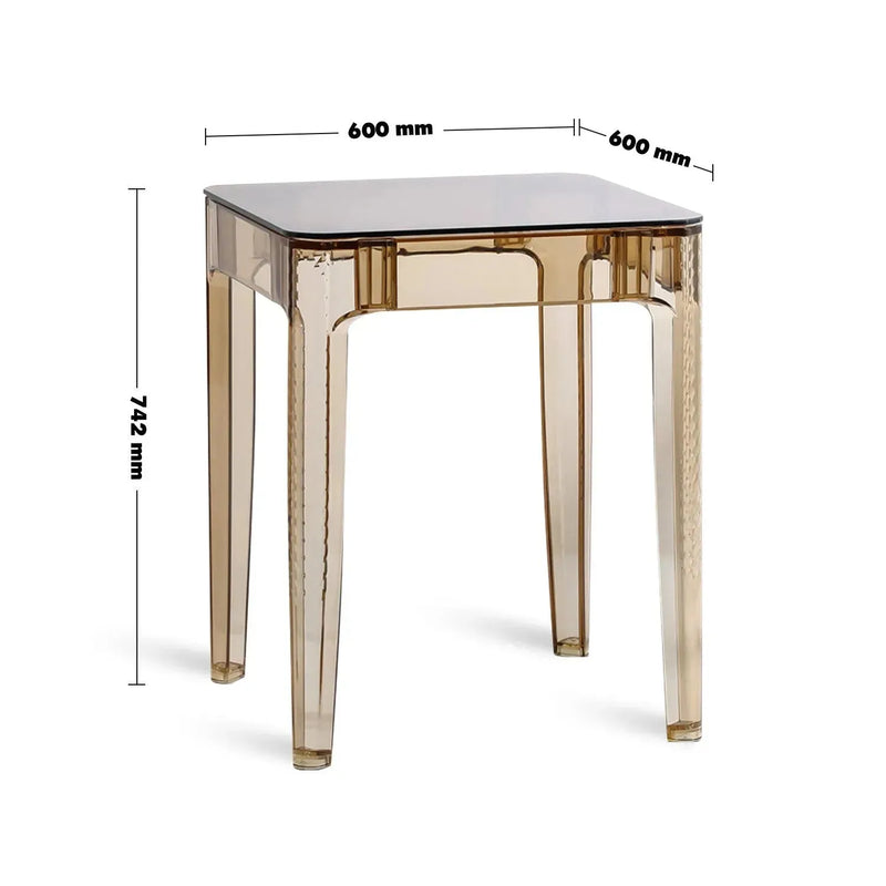 Bauhaus tempered glass side table cielo size charts.