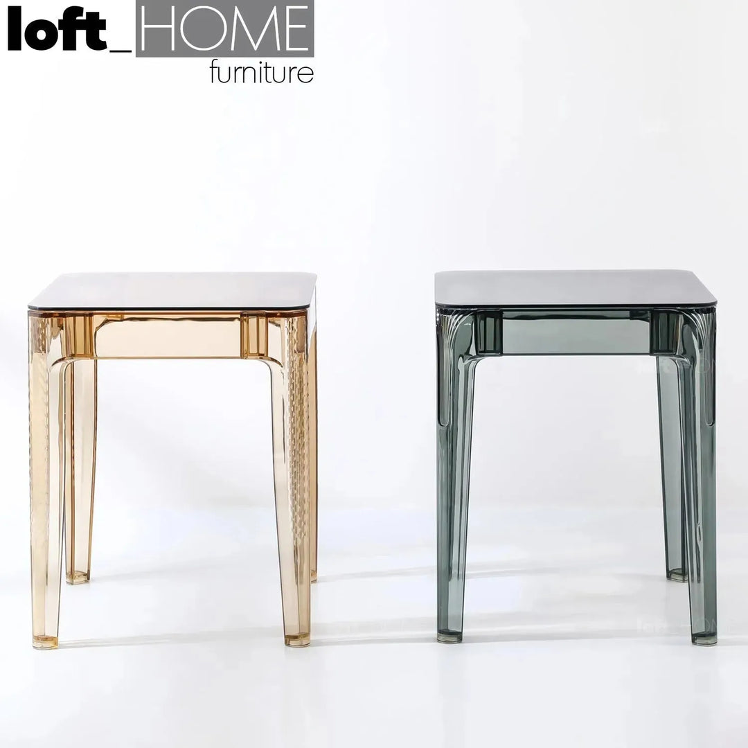 Modern tempered glass side table cielo material variants.