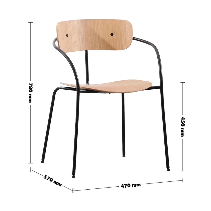Scandinavian Wood Armrest Dining Chair PAVILION AV2 Size Chart