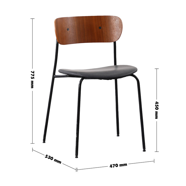 Scandinavian Leather Dining Chair PAVILION AV1 Size Chart
