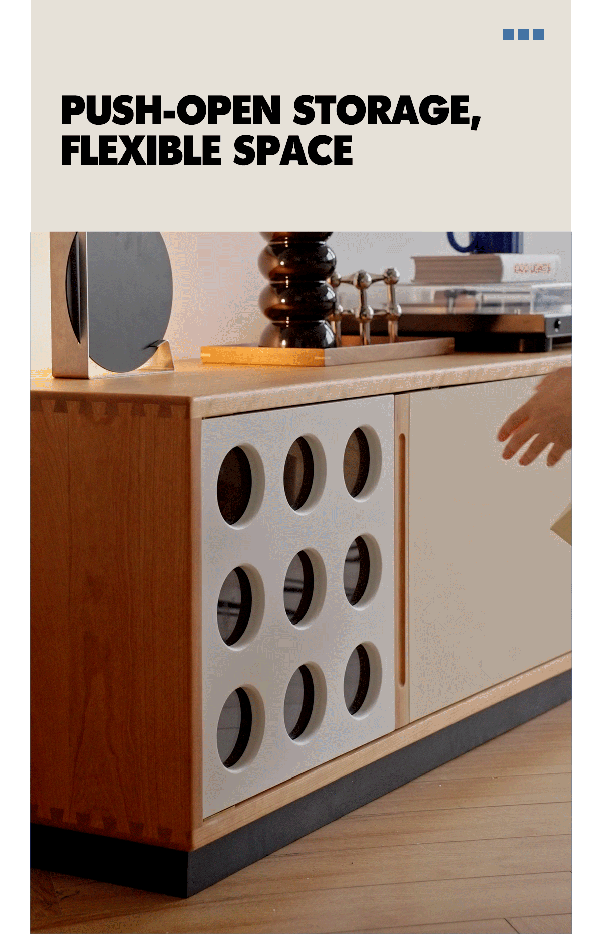 Scandinavian Cherry Wood Sliding Door TV Console TIMELESS Good to Know - 4