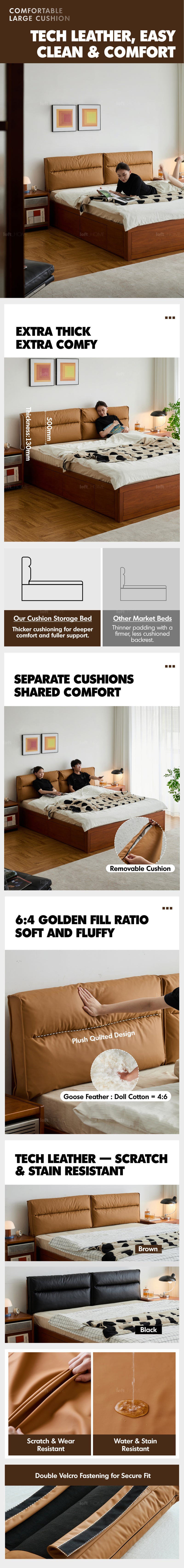 Vintage Boxwood Cushion Lift-Up Storage Bed With Drawer KANGAROO More Details and Instruction_4