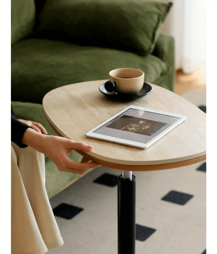 Scandinavian Sintered Stone Cherry Wood Height Adjustable Side Table ROMAN Good to Know - 4