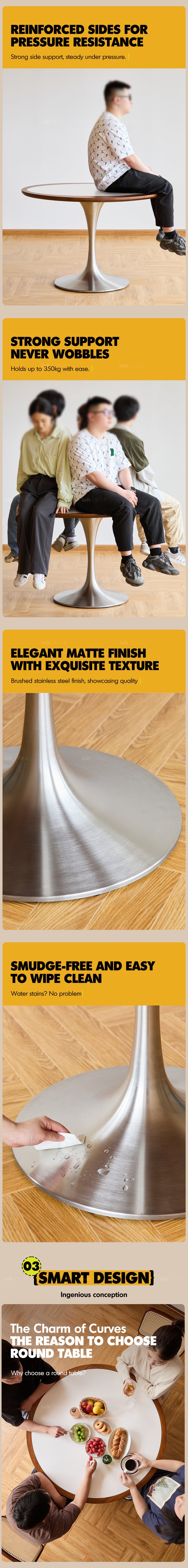 Bauhaus Sintered Stone Stainless Steel Round Dining Table TULIP Good to Know - 4