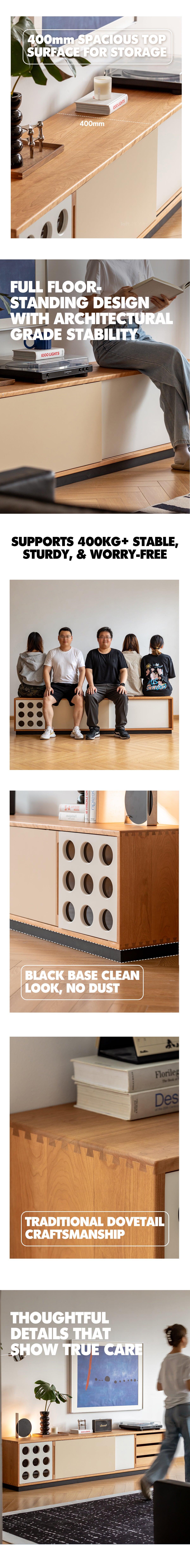 Scandinavian Cherry Wood Sliding Door TV Console TIMELESS Good to Know - 5