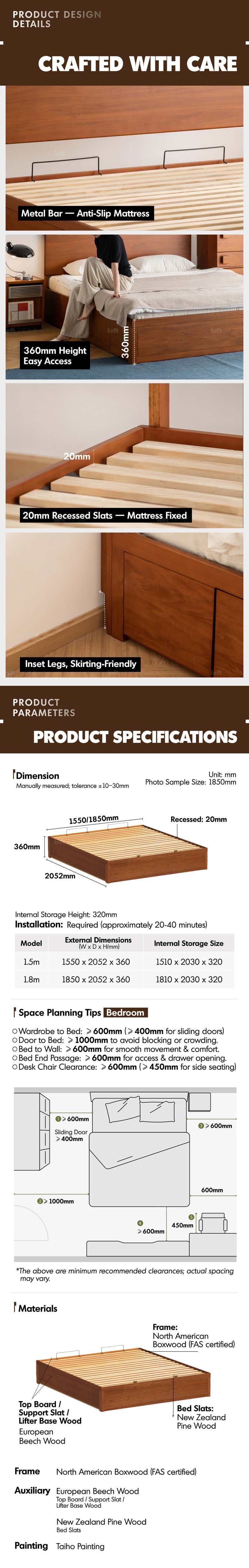 Vintage Boxwood Lift-Up Storage Platform Bed With Drawer KANGAROO More Details and Instruction_6