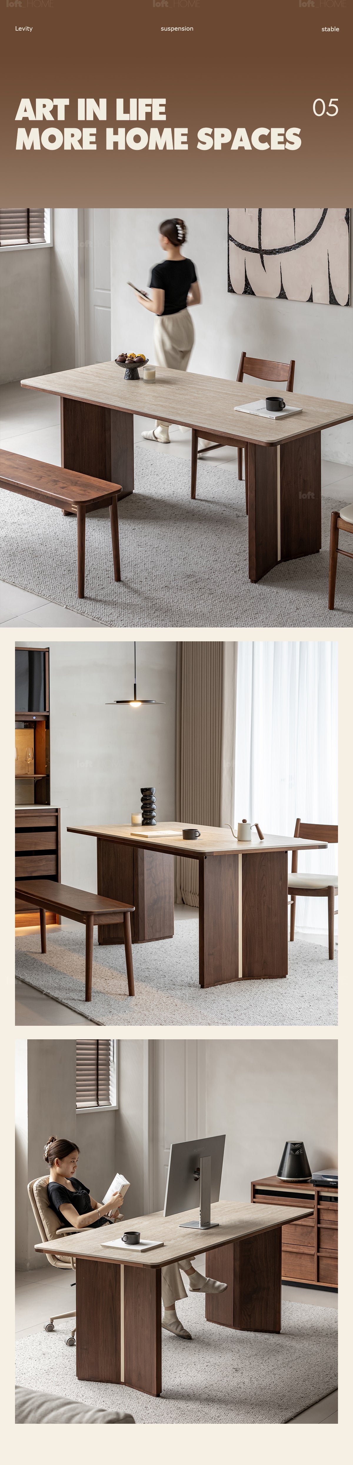 Japandi Walnut Wood Sintered Stone Dining Table STRATON Good to Know - 5