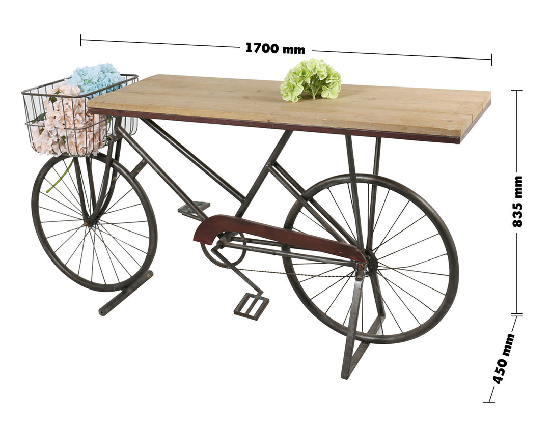 Insustrial Wood Study Table BICYCLE Size Chart